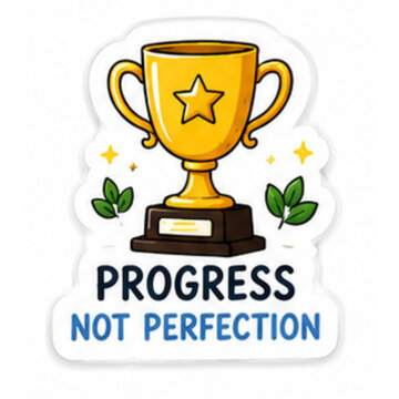 Progress Not Perfection Trophy Motivation Sticker