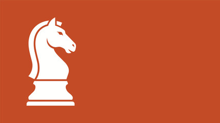 White knight chess piece on orange background with flat minimal design and copy space for strategy board game concept vector illustration. © AbdulRehman