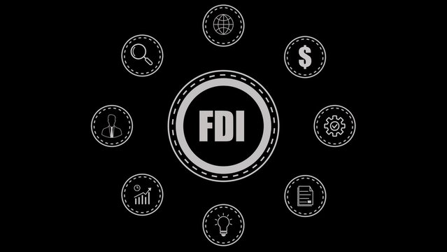 Foreign Direct Investment on Black Background business finance