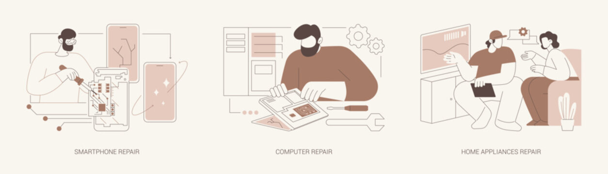 Electronics repair service isolated cartoon vector illustrations se