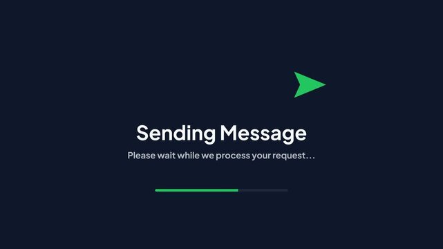 Sending Message, Animated Loading Bar with Green Play Button, Digital Interface, symbolizing processing and technology