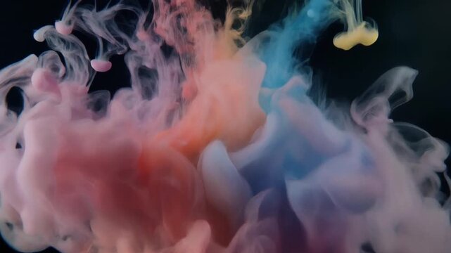 colorful smoke clouds swirling in abstract motion timelapse