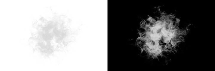Obraz premium Soft white smoke swirl isolated on transparent background for overlay