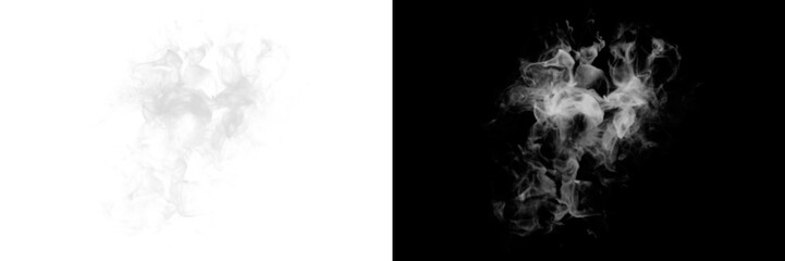 Obraz premium Thick white smoke stream isolated on transparent background for design