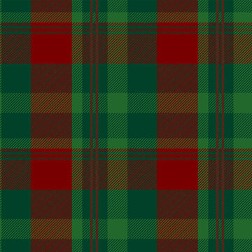 Red and Green Christmas Plaid Seamless Pattern. Tartan vector checkered pattern, scottish fabric texture for tablecloth, wrapping paper, holidays designs.