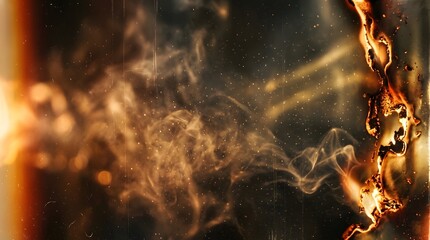 Obraz premium Premium cinematic abstract background, orange and golden light leak, realistic smoke, vintage film burn effect, floating dust, scratched analog film texture, soft bloom lighting, Adobe Stock tre