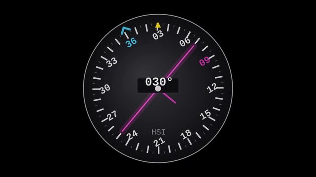 HSI horizontal situation indicator compass rose animation with alpha channel