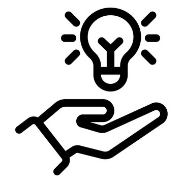 Hand Holding Lightbulb Idea Line Icon