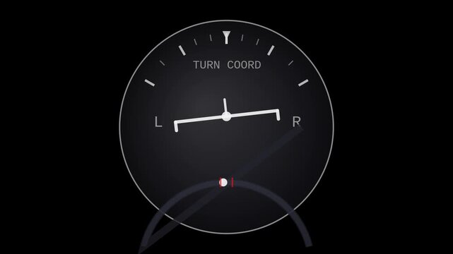 Turn coordinator bank indicator slip ball animation with alpha channel