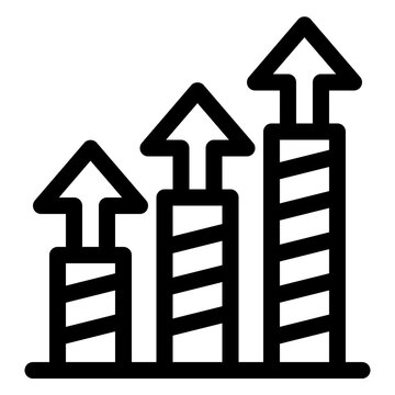 Upward Progress Bar Chart Line Icon