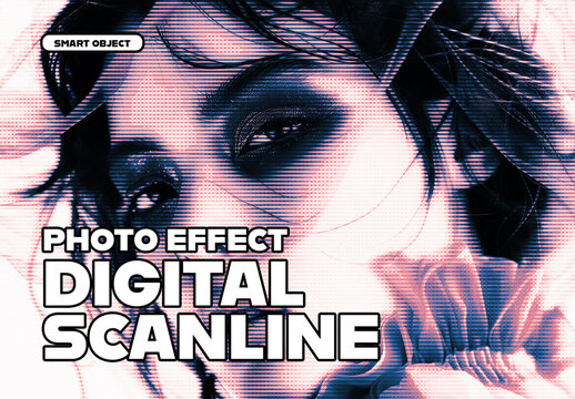 Digital Scanline Photo Effect Template