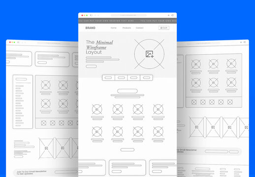 Minimal Ecommerce Website Wireframe Landing Page UI Kit
