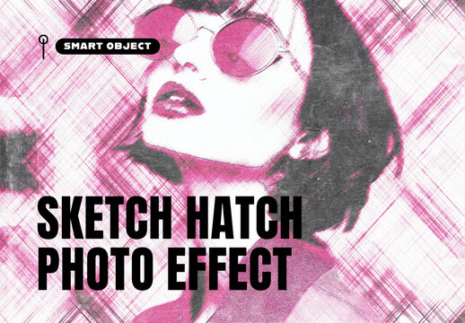 Sketch Hatch Duotone Photo Effect Template