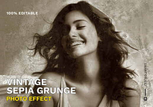 Vintage Sepia Grunge Photo Effect Template