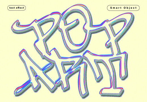 Retro Chromatic Outline Text Effect Template