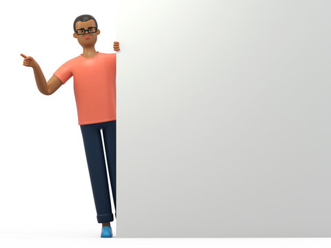 3D people holding an empty white board for insert a concept