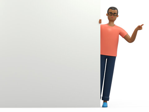 3D people holding an empty white board for insert a concept