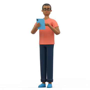 A man uses a tablet