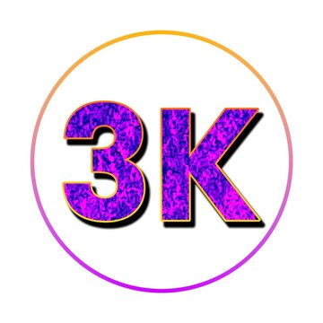 3k number in vibrant purple design