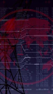 Vertical video: Globe fading in tower standing HUD expanding scanning mapping errors showing outage