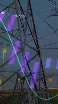 Vertical video: Overlay activating, tower receiving sweeping cyan curve, numbers updating for load