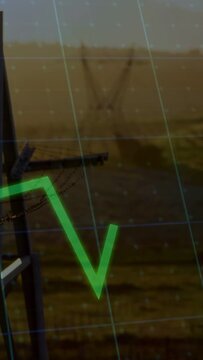 Vertical video: Grid starting green zigzag from lower-left, waving past pylon, showing trend