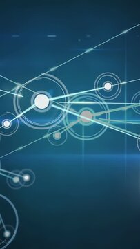 Vertical video: Central node pulsing and emitting beams spawning nodes and linking showing dataflow