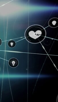 Vertical video: Small markers appearing, holo badges linking, growing and visualizing health data
