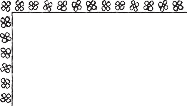 Hand drawn L-shaped frame with daisies. Rectangular frame made with daisies from hand-drawn sketches to give your vector designs a "handmade" touch.