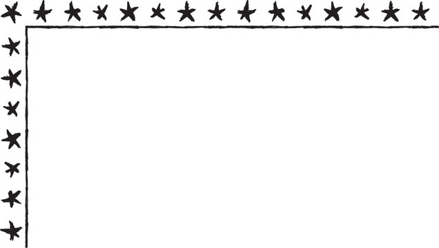 Hand drawn L-shaped frame with stars. Rectangular frame made with stars from hand-drawn sketches to give your vector designs a "handmade" touch.