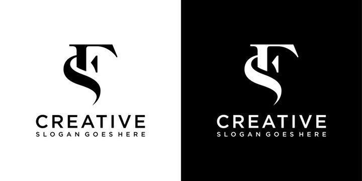 FS or SF initial letter logo design vector template