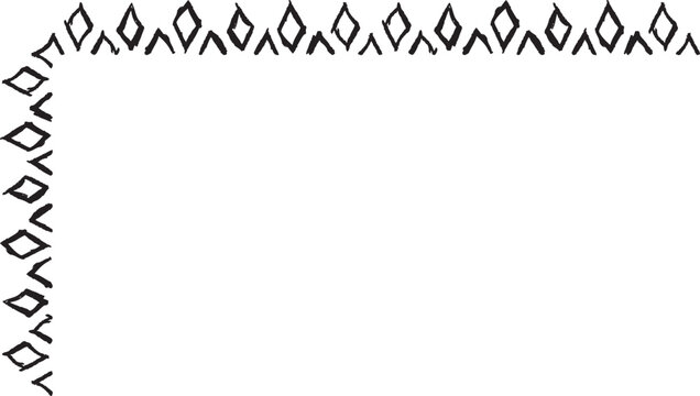 Hand drawn L-shaped frame with white diamonds. Rectangular frame made with white diamonds from hand-drawn sketches to give your vector designs a "handmade" touch.