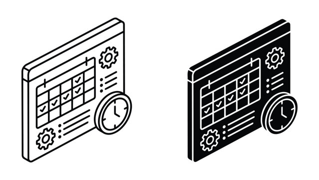 Isometric project scheduling and task management dashboard icon with schedule