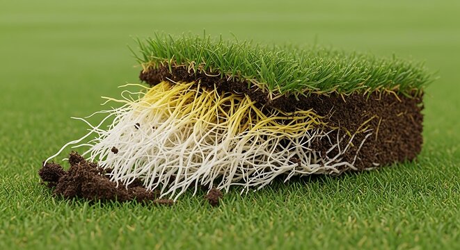 Cross Section of Grass Turf with Visible Roots
