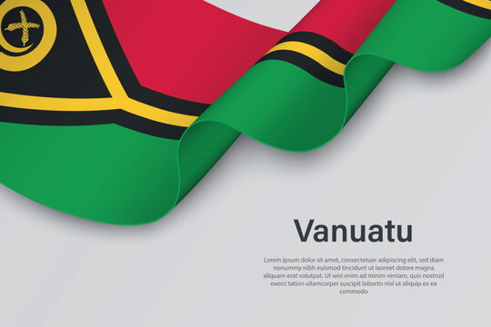 Vanuatu Flag Waving in Breeze - National Symbol of Oceania