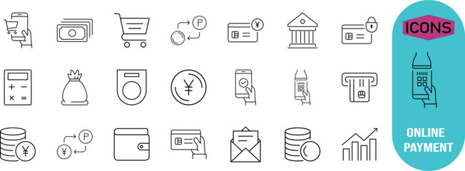 Digital banking and payment icons. credit card icon set, shopping cart icon set, money icon set © Elon