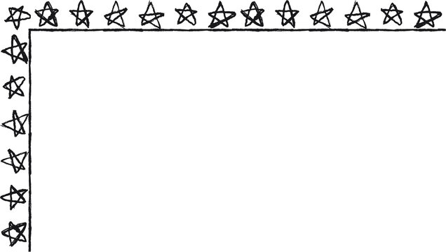 Hand drawn L-shaped frame with white stars. Rectangular frame made with white stars from hand-drawn sketches to give your vector designs a "handmade" touch.
