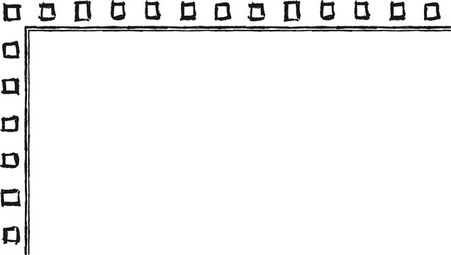 Hand drawn L-shaped frame with white squares. Rectangular frame made with white squares from hand-drawn sketches to give your vector designs a "handmade" touch.