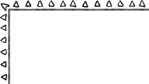 Hand drawn L-shaped frame with white triangles. Rectangular frame made with white triangles from hand-drawn sketches to give your vector designs a "handmade" touch.