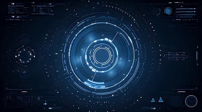 Futuristic Digital Interface with Circular HUD Design