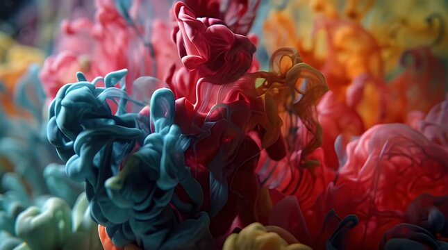 Colorful Ink Swirls Creating Abstract Art