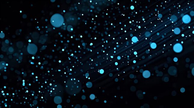 Abstract Blue Bokeh Lights with Particle Effect
