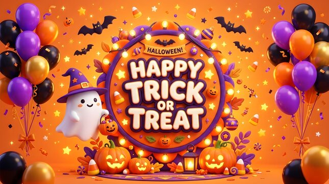 Happy trick or treat halloween party background