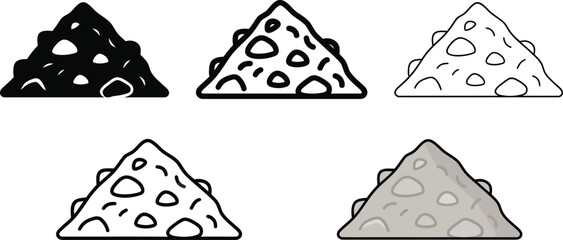 PrintPile of Stones Icon Set – Solid, Outline, Rock Stack Vector Symbols © MOHAMMADJUBAYER