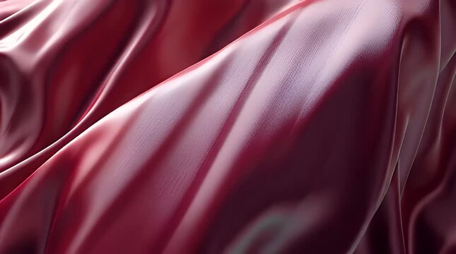 Closeup of Luxurious Red Satin Fabric Texture