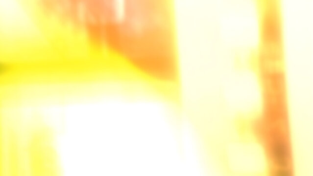 A vibrant light leak background featuring an overexposed bright yellow flare merging into warm orange tones. It is perfect for adding an energetic film light effect to creative graphic layouts.