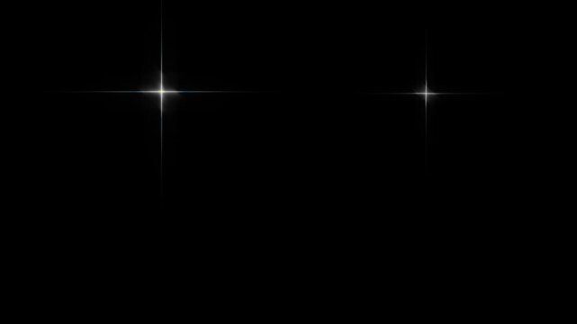 Glowing white cartoon starlet sparkle twinkle light overlay | 4k animated sparkling glitter motion graphics loop for, dreamy magical night sky galaxy space background vfx particle. black backround