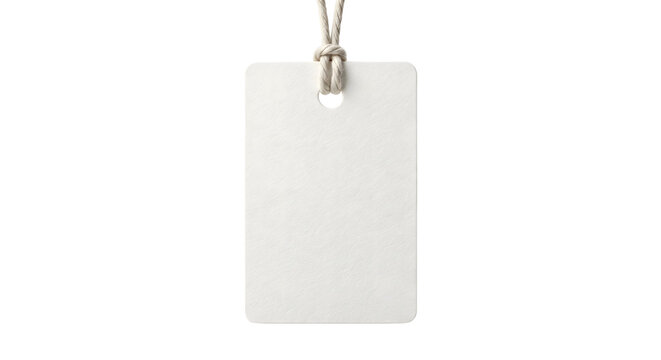 Blank white paper tag with simple tied string