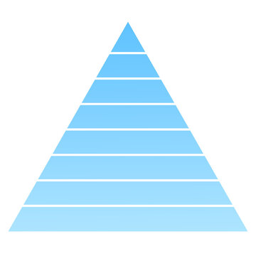 Light Blue Segmented Pyramid Chart &ndash; 8 Layer Geometric Triangle Hierarchy Diagram, Minimalist Infographic Template Vector