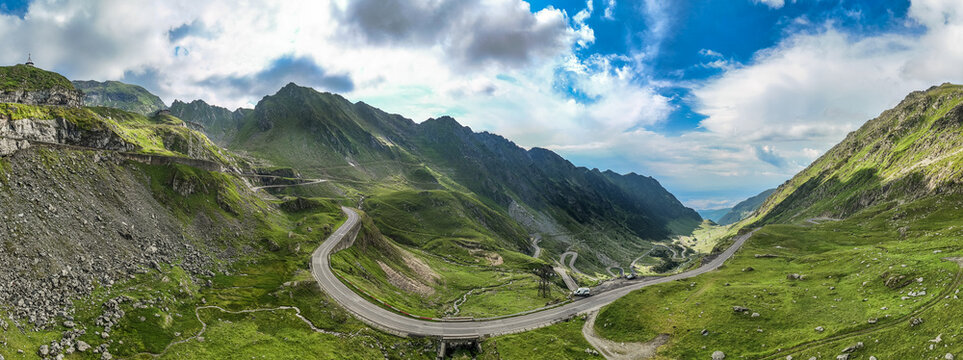 Aerial View of Transfagarasan Hairpin Road in Romania